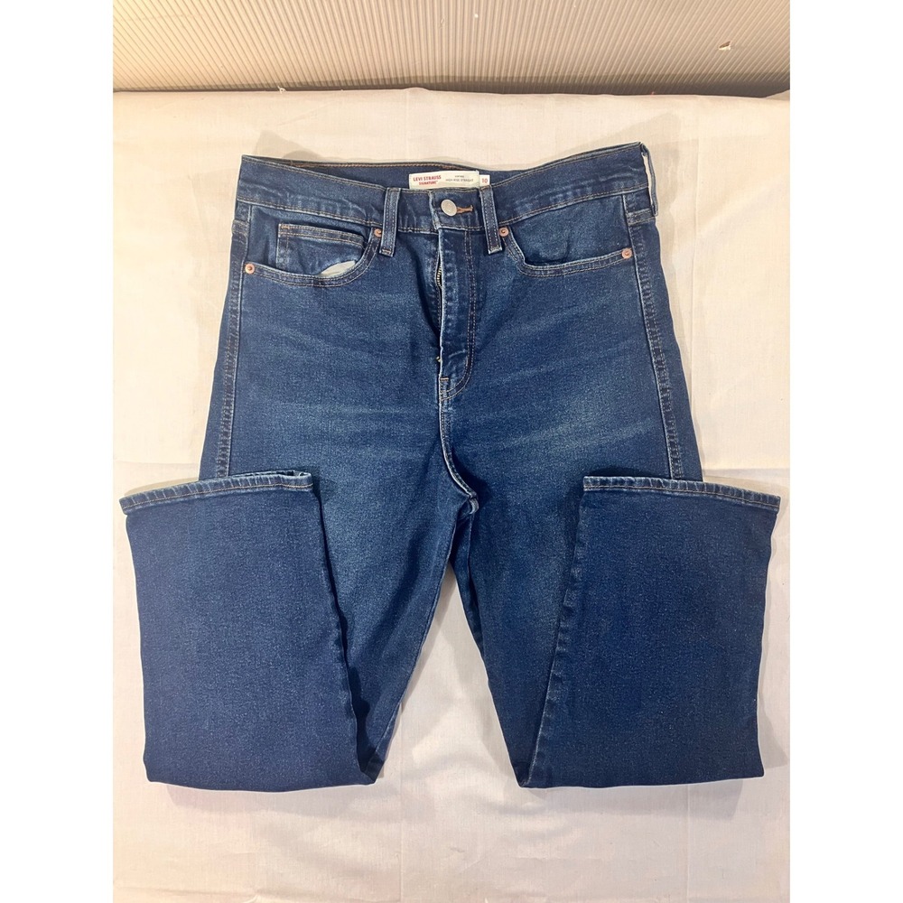 Levi Strauss Signature High Rise Straight Dark Wash Denim Jeans Womens Size 10